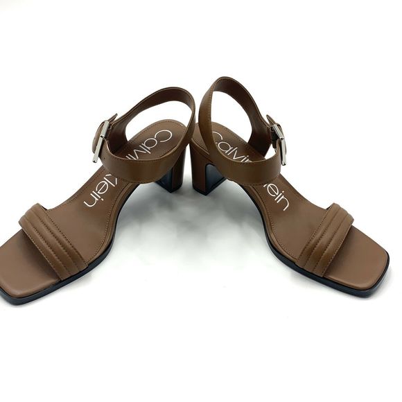 Calvin Klein Tan Darla Leather Block Heel Size 8.5 - Picture 7 of 11